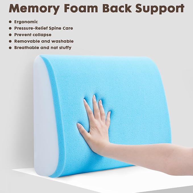 Large Lumbar Cushion Lumbar Support Pillow, Ergonomic Lumbar Pillow with Machine Washable, Help Relieve Pain of Back, Lumbar, Tailbone and Sciatic Nerve Support. (Beige)