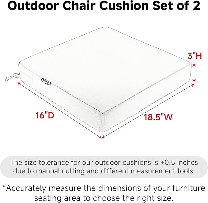 Favoyard Patio Chair Cushions 18.5 x 16 x 3 Inch Waterproof Outdoor Seat Cushions for Patio Furniture 3-Year Color Fastness Garden Sofa Couch Chair Pads with Handle & Adjustable Straps Set of 2, Green