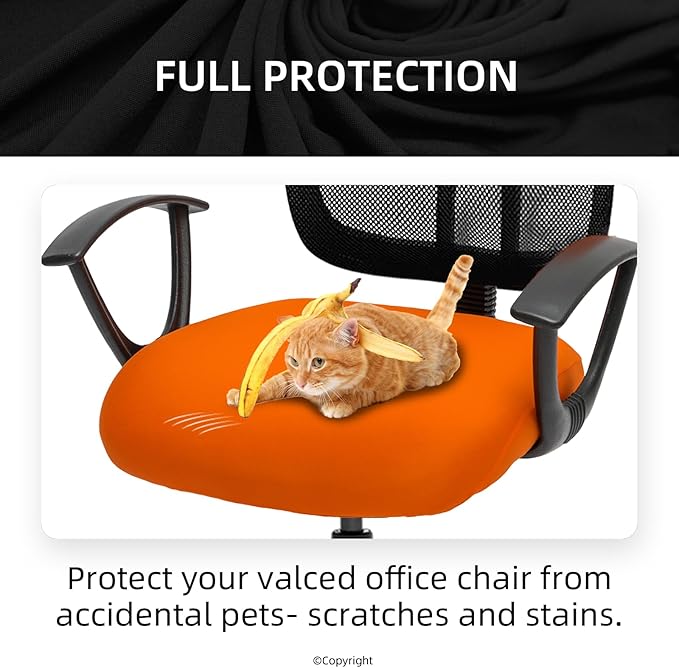 DIVA EN CAMINO DEC Stretchable Desk Office Chair Seat Cushion Covers - Universal Spandex Computer Chair Slipcover - Removable Washable Cushion Protectors Anti-Scratch for Dogs, Cats, Pets (Orange)