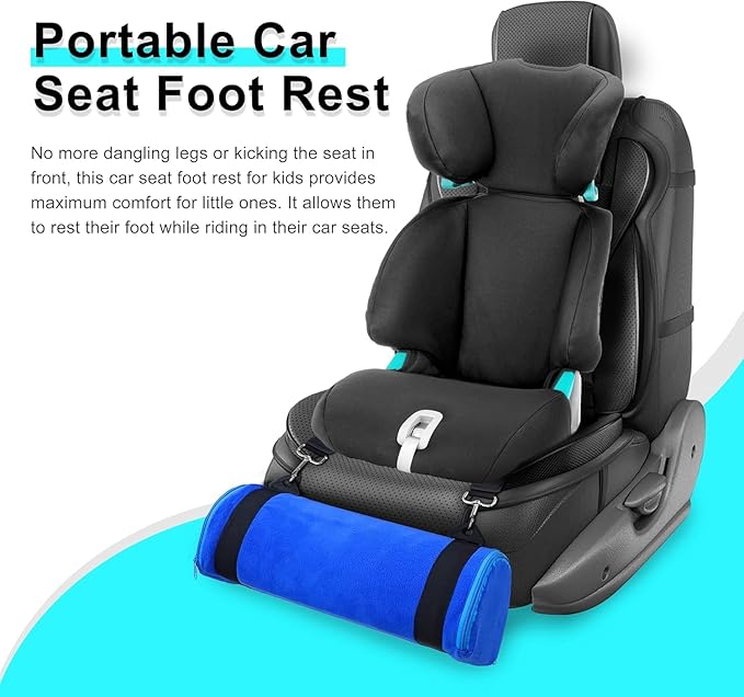 Car Seat Footrest for Children, Strap-On Car Seat Leg Support Pad, Footrest for Children Ideal for Long Road Trips, Car Seat Footrest for Children—（Blue）