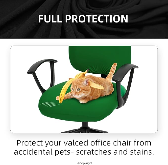 Super Stretchable Separate Office Chair Seat Covers - Universal Spandex Computer Chair Slipcover - 180GSM Washable Rotating Backrest Coverings & Cushion Protectors for Dogs, Cats, Pets