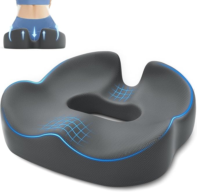 SweetSlubr Large Donut Pillow Seat Cushion for Hemorrhoid Discomfort&Tailbone Pressure, Office Chair Cushion for Long Sitting, Ergonomic Coccyx Pillow for Postpartum Pregnancy, (Grey, X-Large)