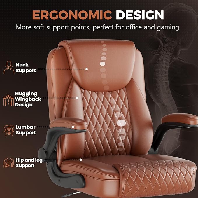 COMHOMA Leather Office Chair Ergonomic Computer Gaming Chair with Comfy Back Support, Executive Mid-Back,Small Gmaing Chair with Adjustable Armrests, for Short People Use, Rolling Swivel for Adults