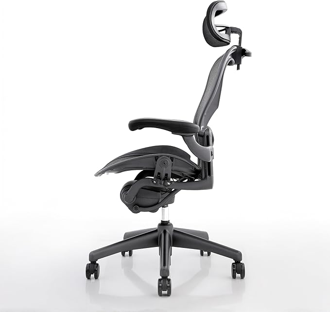 Certified Refurbished Aeron Chair Size B | Fully Adjustable Ergonomic Mesh Office Chair with Lumbar Support, Tilt Limiter, and Roller Index Arm Adjustments (HEADREST)