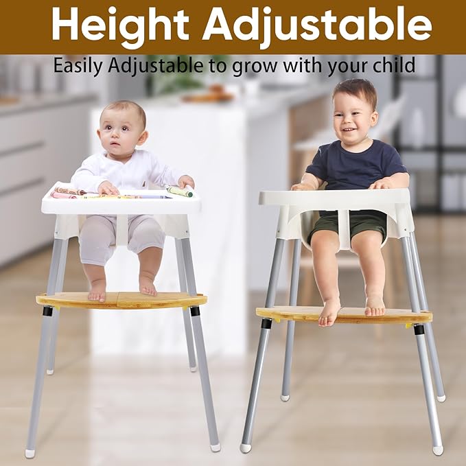 Baby Bamboo High Chair Accessories Compatible with Antilop IKEA Footrest, Adjustable Foot Rest