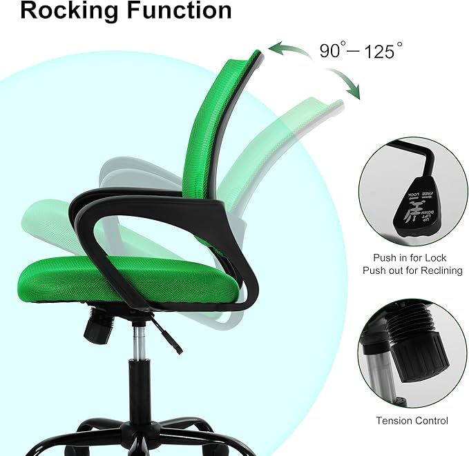 Computer Desk Chair,Work Chairs for Home Office,Ergonomic Office Chair with Lumbar Support,Mesh Office Chair with Arm and Wide Comfortable Seat,Adjustable Rolling Office Chair,Green