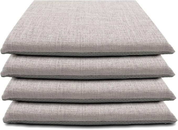 Lifup 4 Pack Chair Cushion Memory Foam Pads, Square Non-Slip Thick Dining Chair Cushions with Ties and Removable Cover for Home Office Restaurant Chair Pads Grey 16 x 16 Inch