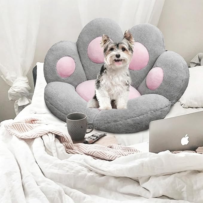 DOBUONO Cat Paw Cushion Office Chair Cushion Comfy Plush Gaming Chair Cushion Cute Seat Cushions for Girl, Cute Gaming Acessories Room Decorate 28"x 24" (Gray)