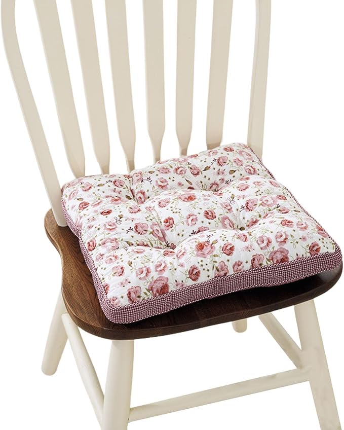 Boho Cotton Quilted Chair Cushion for Dining Chairs Non Slip Soft Comfortable Chair Pads with Ties Patchwork Printed Seat Cushion for Kitchen Chairs Office Chairs (Pattern M,16"x16")