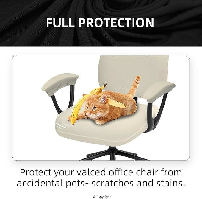 DIVA EN CAMINO DEC Split Office Chair Seat Covers - Universal Stretch Computer Chair Slipcover - Washable Rotating Backrest Coverings & Cushion Protectors & Armrest Covers for Dogs, Cats, Pets