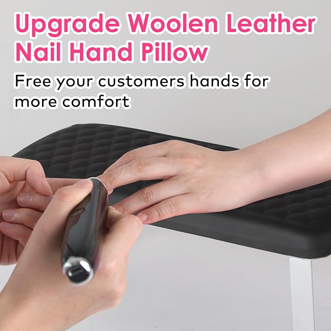 Arm Rest for Nails Tech, BORNBYME Update PU Leather Fish Pattern Hand Nail Foot Stand Rest for Manicure & Pedicure,Black