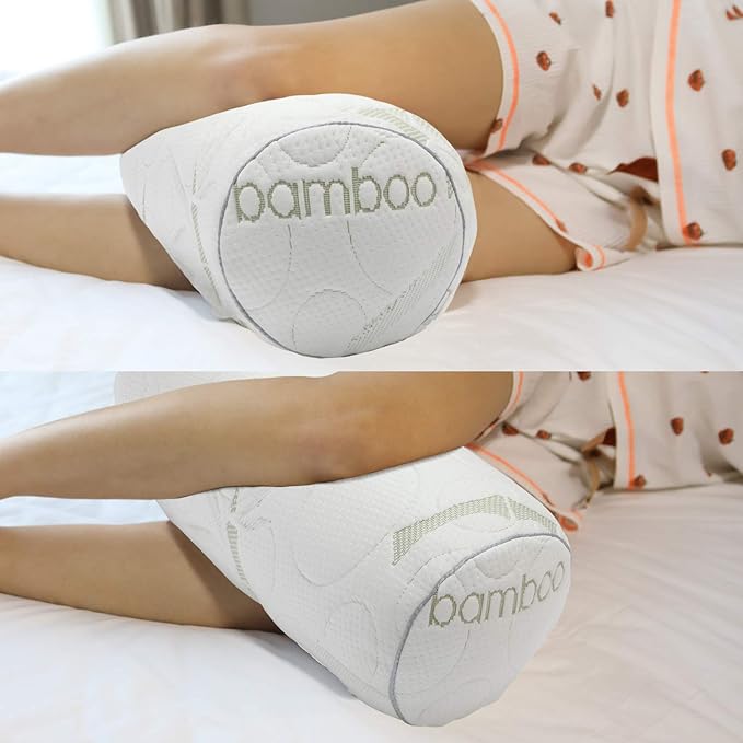 Kingnex Bolster Roll Pillow for Sleeping on Back or Side Under Knee to Relief Lower Back Pain Between Legs for Side Sleepers Cylinder Pillow with Removable Cover 20x8