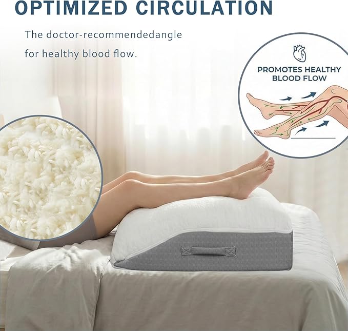 baibu Memory Foam Leg Elevation Pillow, Dual-Layer Patent Design Support Pillow to Raise Feet for Circulation, Leg Wedge Pillow for Sleeping, Knee Pillow for Knee Hip Ankle Pain Relief