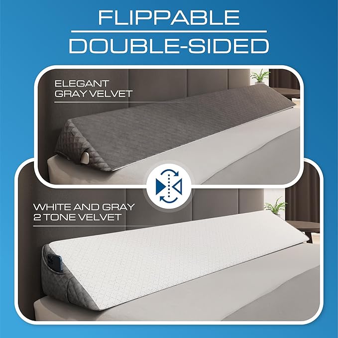 Kolbs Bed Wedge Pillow for Sleep Apnea, FSA Eligible Acid Reflux, and Back Pain Relief, with Chic Jacquard Cover - Headboard Wedges for Sleeping (King Headboard Wedge Pillow - 76")