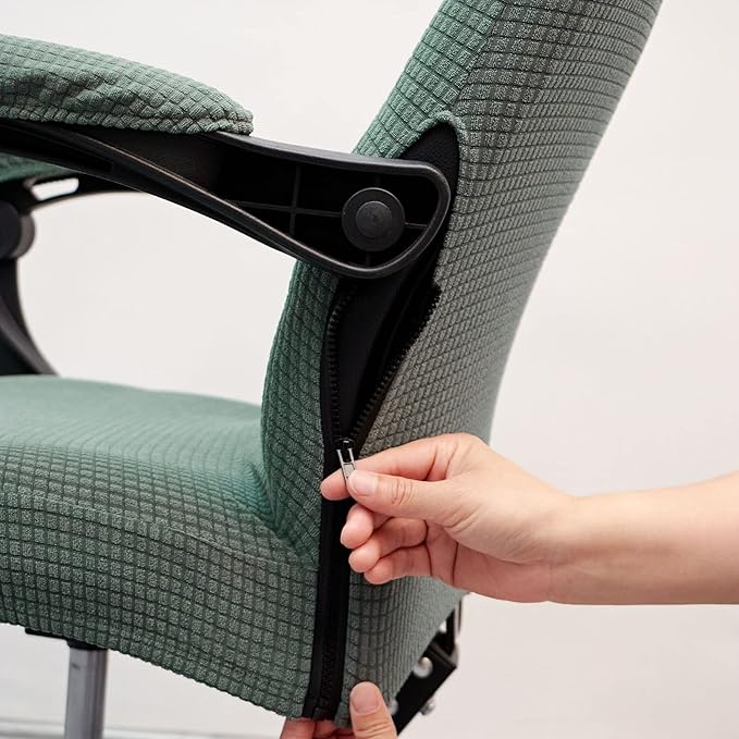 Melaluxe Office Chair Cover with Armrest Covers， Universal Stretch Desk Chair Cover, Computer Chair Slipcovers (Size: L) - Matcha Green
