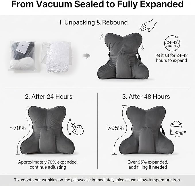 Lumbar Support Pillow for Office Chair, Back Cushion for Desk Chair, Lumbar Pillow for Sitting, Chair Back Support Cushion, Ergonomic Back Cushion, Steel Gray