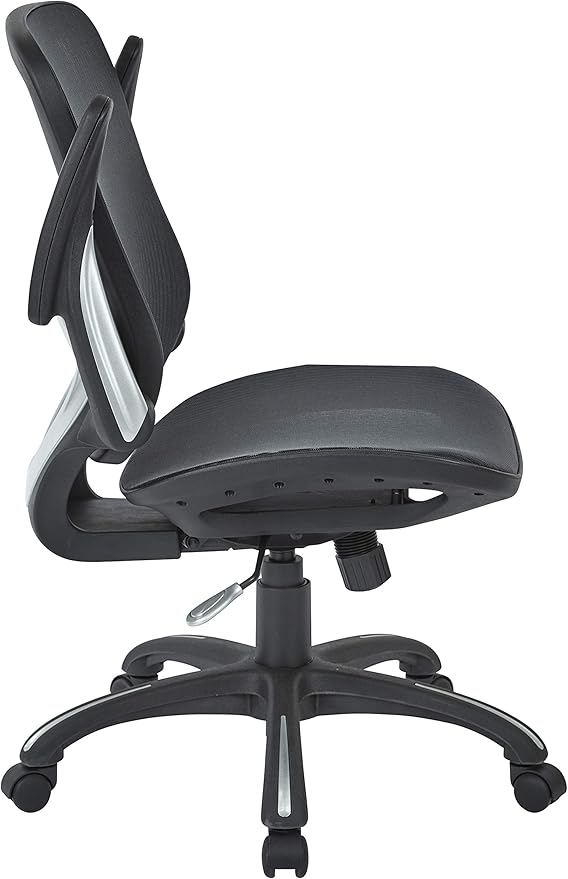 Office Star Riley Ventilated Manager's Office Desk Chair with Breathable Mesh Seat and Back, Black Base with Black