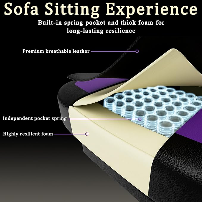 Gaming Chair with Pocket Spring Cushion and Footrest, Ergonomic Computer Chair for Adults, Breathable PU Leather Game Chair