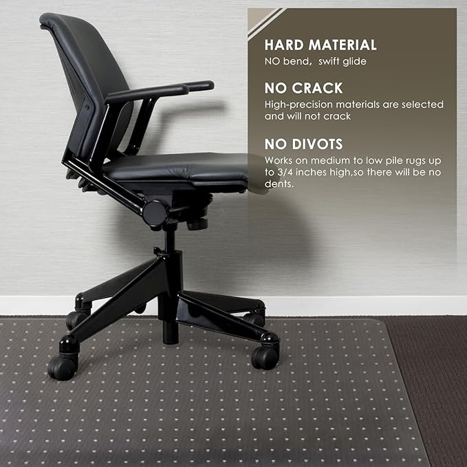 Azadx Heavy Duty Office Chair Mat for Carpet 45" x 53" Hard Material Chair Mat for Carpeted Floor Non-Slip Carpet Protector for Office Easy Glide Desk Floor Mat for Office Chair on Carpets 2 Pack