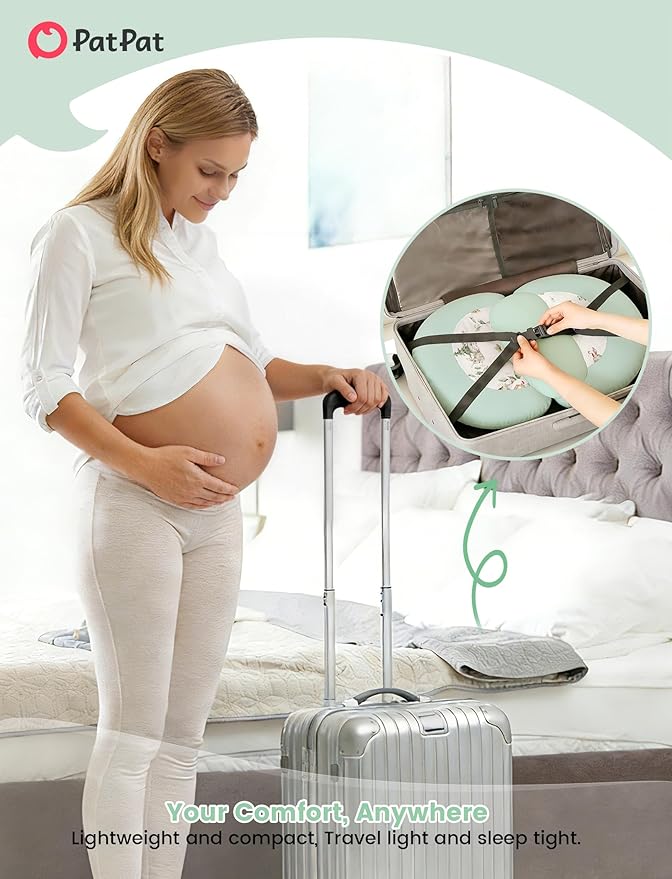 PATPAT Pregnancy Pillow for Sleeping, Maternity Pillow with Removable Cooling Cover, Support for Back, Belly and Hips, Portable Travel Wedge Pillow for Pregnant Women with Adjustable Small Pillow