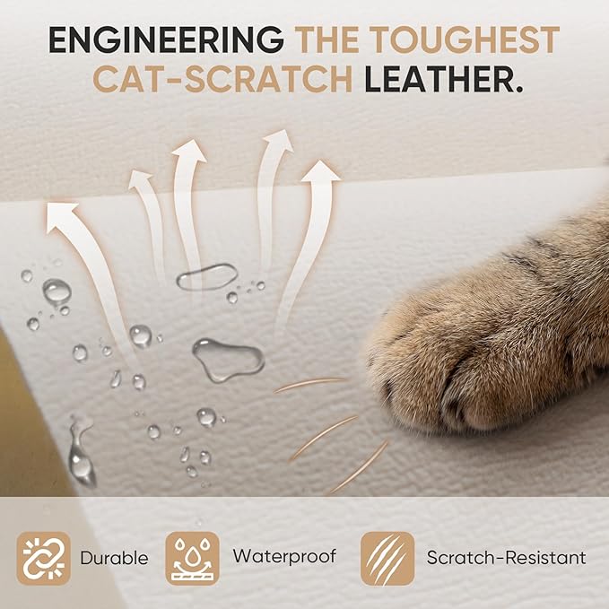 Big and Tall Office Chair with Flip Armrests, Cross Legged Office Chair with Storage Pockets, Comfortable Reclining Computer Chair with Footrest, Wide Home Office Desk Chair, Leather, Beige