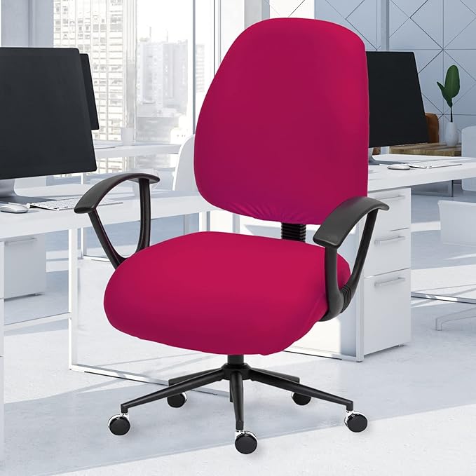 DIVA EN CAMINO DEC Stretchable Desk Office Chair Seat Covers - Universal Stretch Computer Chair Slipcover - Washable Rotating Backrest Coverings & Cushion Protectors for Dogs, Cats, Pets, Hot Pink