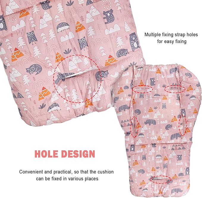 High Chair Pad, High Chair Cushion, seat Cushion, Breathable Pad, with Baby High Chair Seat Belt, 2 Pieces, Soft and Comfortable, Make The Baby More Comfortable (Pink Animal Pattern)
