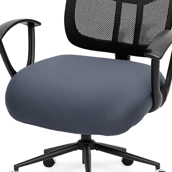 DIVA EN CAMINO DEC Stretchable Desk Office Chair Seat Cushion Covers - Universal Spandex Computer Chair Slipcover - Removable Washable Cushion Protectors for Dogs, Cats, Pets, Dark Gray