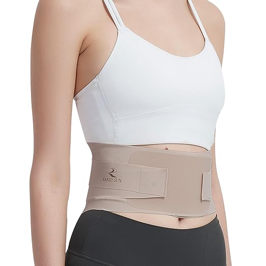 RANDY SUN Upgraded Ultra Thin Back Brace, Invisible Lumbar Support Belt for Women & Men, Breathable Waist Support for Work & Daily Wear Beige S/M(Waist:26"-28")