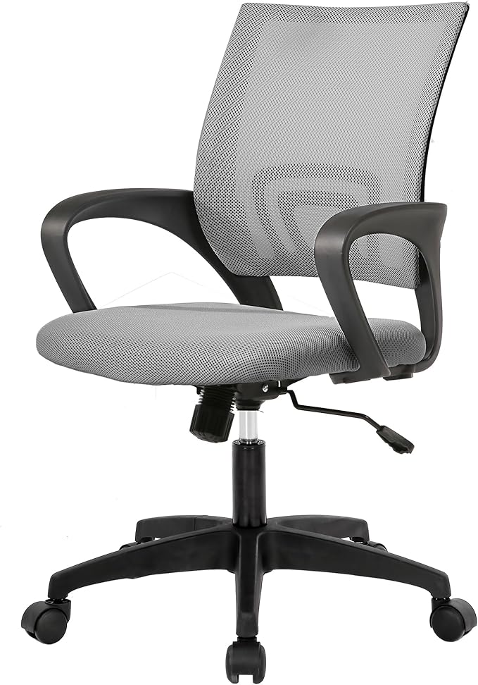 PayLessHere Home Office Chair Desk Computer Chair Adjustable Ergonomic Chair Lumbar Support Armrest Executive with High Density Mesh 360 Degree Swivel Chair for Adults Chair (Pack of 1, Grey)