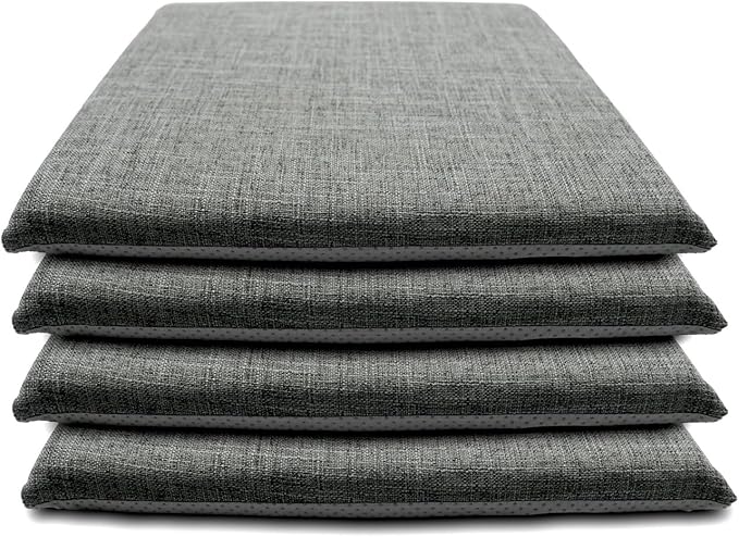 Lifup 4 Pack Chair Cushion Memory Foam Pads, Square Non-Slip Thick Dining Chair Cushions with Ties and Removable Cover for Home Office Restaurant Chair Pads Grey 2 16 x 16 Inch