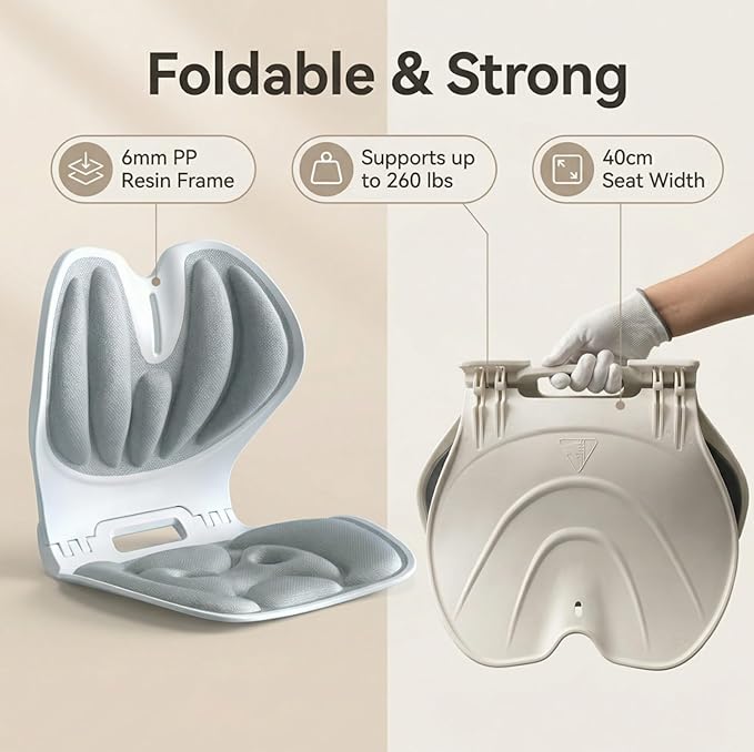Foldable Ergonomic Posture Corrector Lumbar Support Curve for Office Chair, Portable Posture Corrector Back Curve Seat, Pain Relief