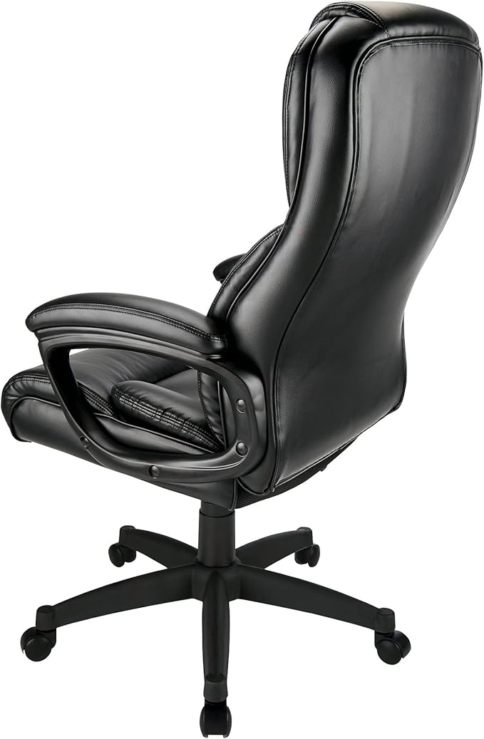 Realspace® Fennington Bonded Leather High-Back Chair, Black