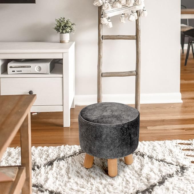 H&B Luxuries Fabric Round Padded Ottoman Foot Rest Stool
