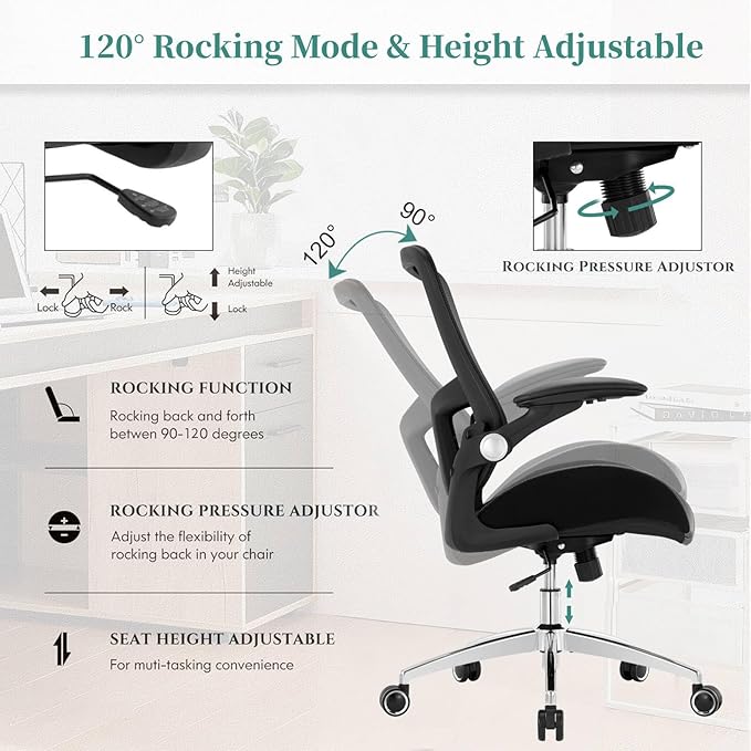 Big and Tall Office Chair 400lbs, Heavy Duty Computer Desk Chair with Wide 3D Modeling Foam Seat, Ergonomic Executive Office Chair for Heavy People with Adjustable Lumbar Support Armrests Metal Base