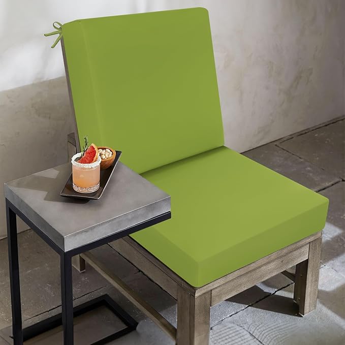 idee-home Outdoor Patio Dining Chair Cushion, High Back Density Foam Chair Cushions Seat with Removable Cover, WeatherResistant Indoor Deep, Green
