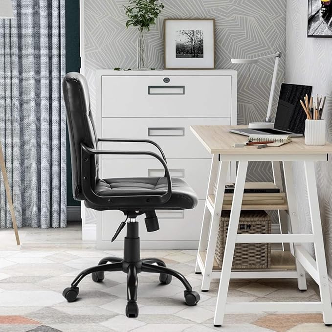 Mesh Office Chair for Home, Ergonomic Swivel Desk Chair with Armrests and Castors, Breathable, Adjustable