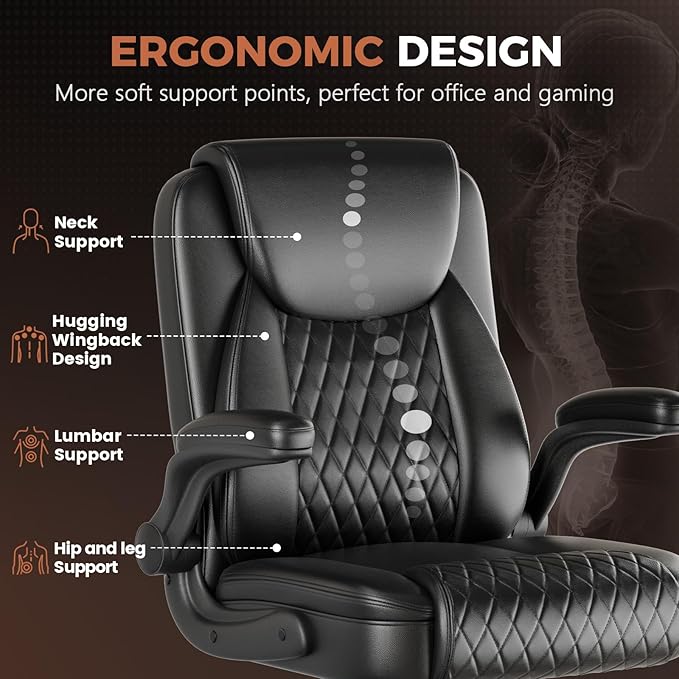 COMHOMA Leather Office Chair Ergonomic Computer Gaming Chair with Comfy Back Support, Executive Mid-Back,Small Gmaing Chair with Adjustable Armrests, for Short People Use, Rolling Swivel for Adults