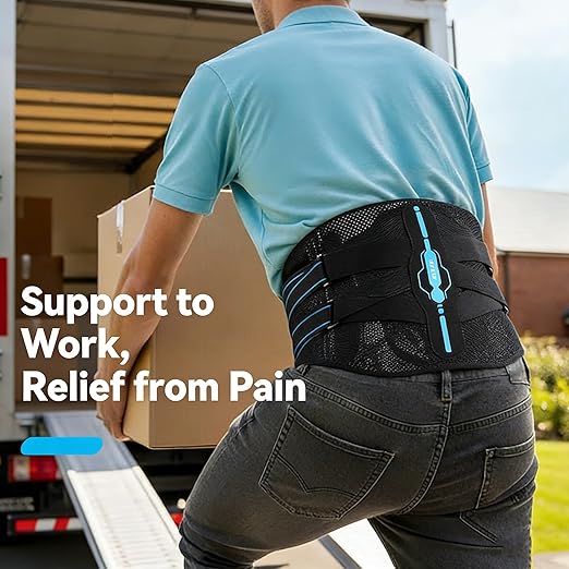 AGPTEK Back Brace for Lower Back Pain Relief, Breathable Air Mesh Back Support Belt with Ergonomic 3D Lumbar Pad for Work, Sciatica, Scoliosis, Herniated Disc, Adjustable Dual Straps, for Men Women (X-Large)