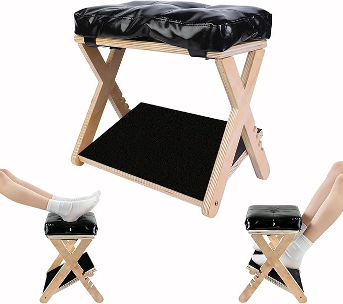 Adjustable Foot Rest for Under Desk at Work – 4 Height Levels Wooden Ergonomic Footstool Base Foot & Leg Rest for Office,Gaming,Home (Large)