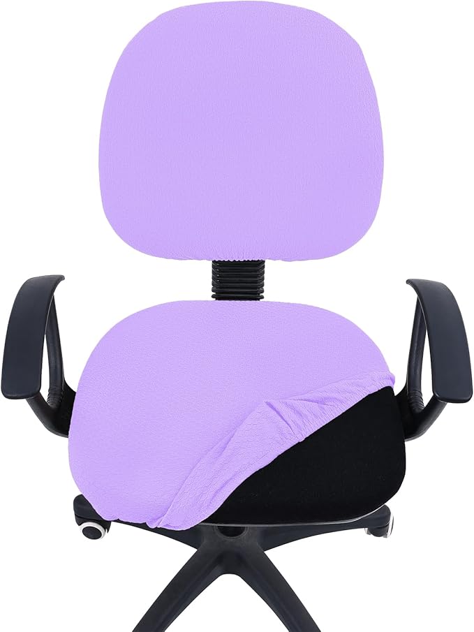 Smiry Stretch Jacquard Office Computer Chair Covers, Removable Washable Universal Desk Rotating Chair Slipcovers Protector, Seat + Backrest Cover, Lavender