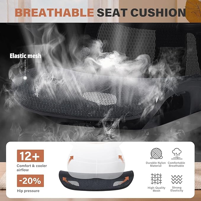 Ergonomic Office Chair with Footrest - 400lbs Heavy Duty Mesh Desk Chair, 5D Armrests, 3D Lumbar, 5 Level Backrest, Adjustable Headrest, Reclining High Back Swivel Chairs for Home Office