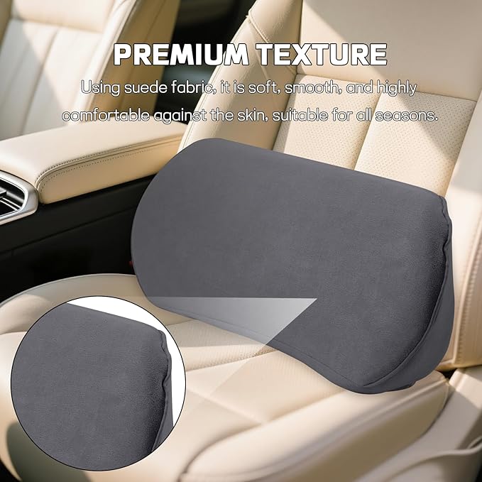 wuyaoyao Lumbar Support Pillow for Car, Memory Foam Auto Seat Lower Back Support Cushion for Back Pain Relief, Ergonomic Comfortable Driving Seat Lumbar Pillow, Universal Car Accessories (Dark Gray)