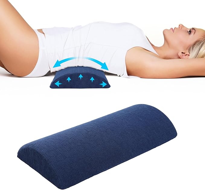 Cozyhealth - 2.95" H*18.7" L - Soft Small Lumbar Pillow for Sleeping, Memory Foam Back Lumbar Support Cushion for Lower Back Pain Relief Bed Waist Sleep Support Pillow for Side, Back(Dark Blue, Small)