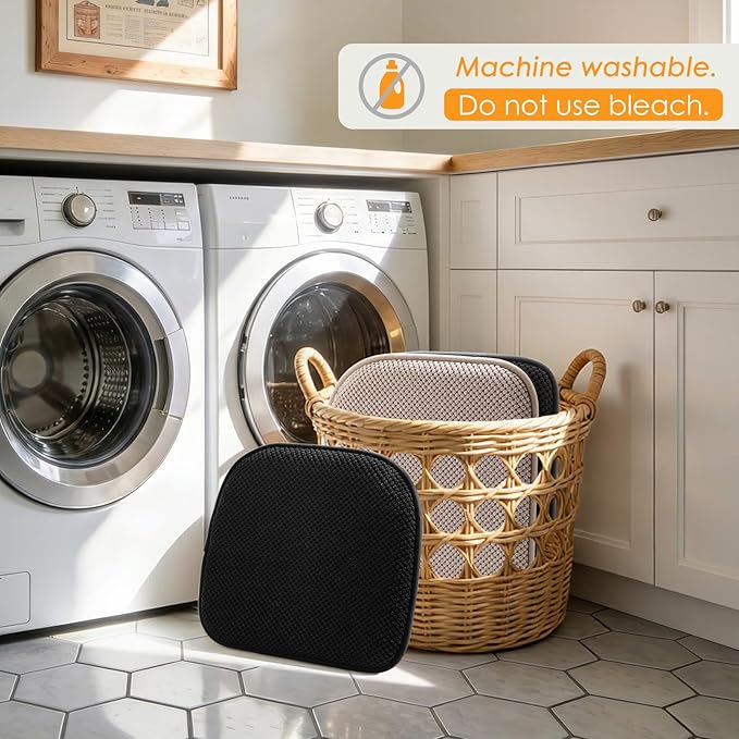 SWEMSTAR Chair Cushions - 15"*17" Kitchen Dining Chair Pads Foam Seat Cushion for Chairs Barstool Cushions Non Slip Seat Pad Set of 4 - Black