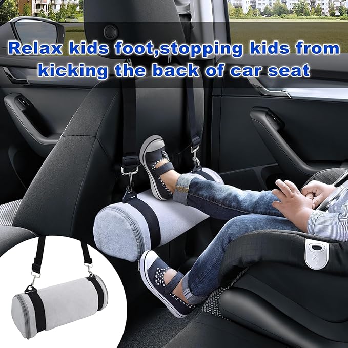 Car Seat Footrest for Children, Strap-On Car Seat Leg Support Pad, Footrest for Children Ideal for Long Road Trips, Car Seat Footrest for Children—(Gray)