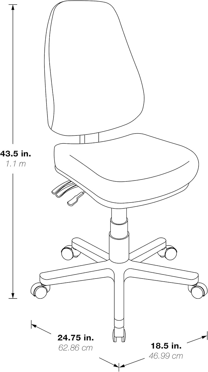 Office Star Ergonomic Dual Function Office Task Chair with Adjustable Padded Back and Built-in Lumbar Support, Armless, Dillon Java Fabric