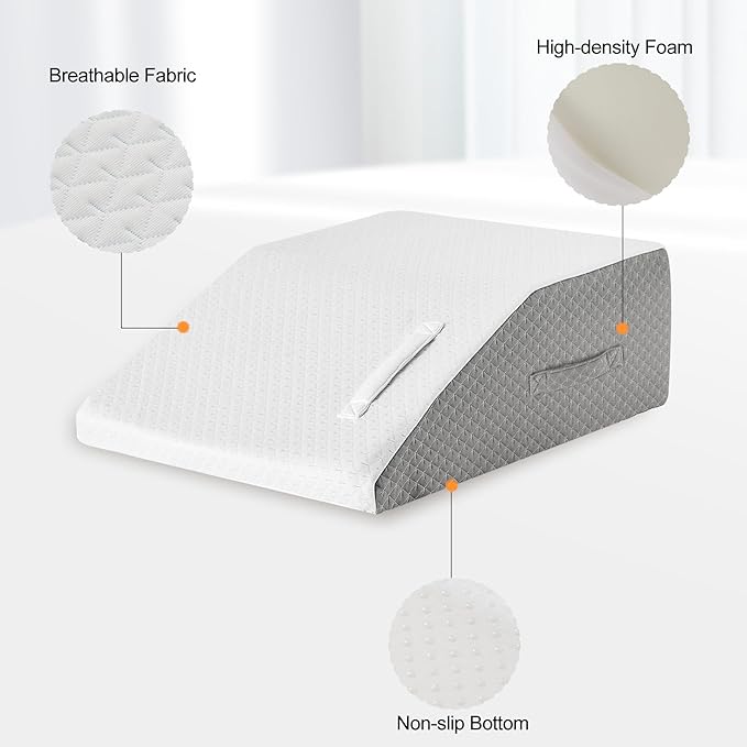 Ruqmuis Leg Elevation Pillow for After Surgery, Leg Elevating Pillow for Swelling & Blood Circulation, Leg Wedge Pillow for Sleeping, Knee Pillow for Knee Hip Ankle Pain Relief, 23.6×16.8×8Inch White