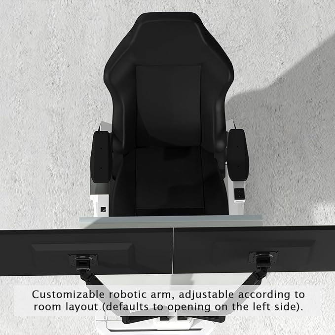 White Zero Gravity Scorpion Gaming Chair Cockpit with Dual Monitor Arm, 165° Reclining 441LB Load Ergonomic Office Chair, Space-Saving Mobile Workstation for PC, PS5, Xbox