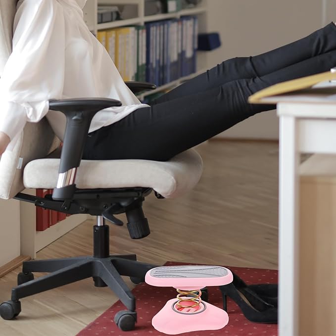 SECFOU 2pcs Pink Foot Rest Under Desk Ergonomic Foot Stool for Office and Airplane Travel with Rocking Base for Leg Comfort and Relaxation